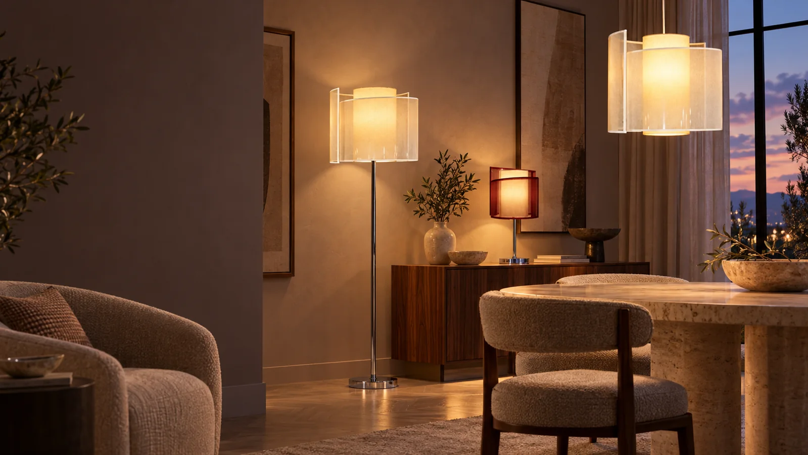 Layered Light catalogue lamps together in a styled interior