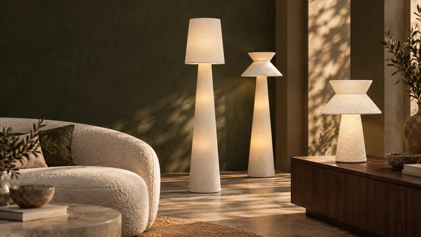 Soft Texture catalogue lamps together in a styled interior